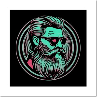 Hipster Bearded Man With Glasses Posters and Art